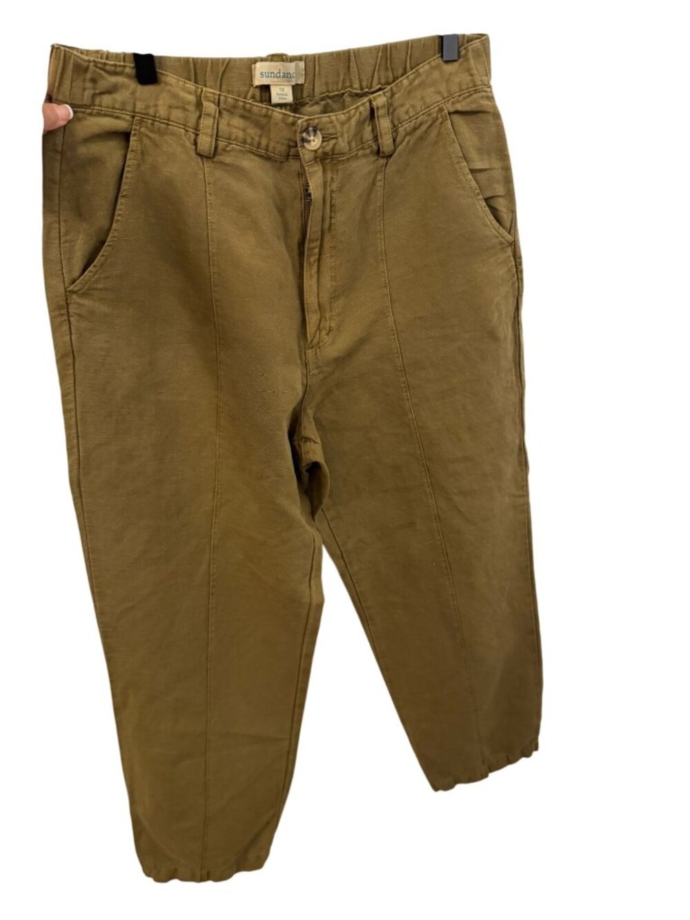 Sundance olive green linen blend jogger style pants size 12